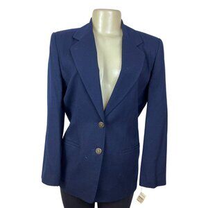 Talbots Womens Navy Blazer Long Sleeve Two-Button Closure Lined Sz 4 - New